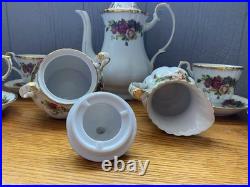 Royal Albert Old Country Roses Teapot full Service Set 15 Pc