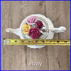 Royal Albert Old Country Roses Teapot with Butterfly & Roses on Lid Vintage