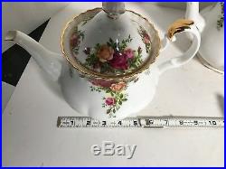 Royal Albert Old Country Roses Teapots (Coffee), Creamer, and Sugar 4 pieces