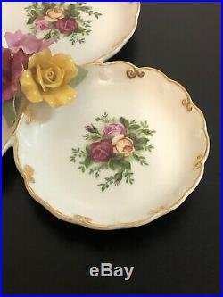 Royal Albert Old Country Roses Three Part Serving Tray with 3D Sculpture Flowers