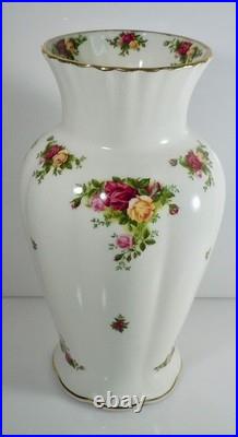 Royal Albert Old Country Roses Vase Bone China White Rose Gold Trim 12 Large