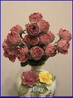 Royal Albert Old Country Roses Vase with 3D Sculptural Flowers And Faux Bouquet