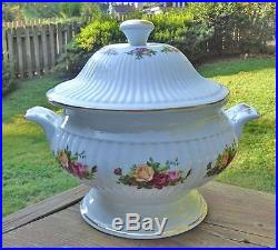 Royal Albert Old Country Roses Vegetable Soup Tureen 1962 Minty Condition 2