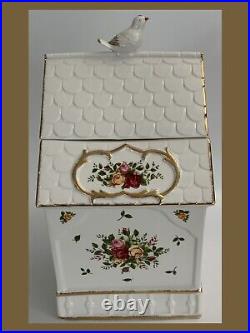 Royal Albert Old Country Roses XL-13 Cookie/Biscuit Jar WithBird On Top NWOT