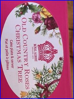 Royal Albert Old Country Roses cake plate w. Server, Xmas Tree Series, New N Box
