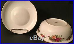 Royal Albert Old Country Roses covered serving bowl gold trim 8 1/2 label Rare
