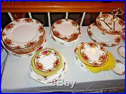 Royal Albert Old Country Roses dish set 45 pieces lot coffee pot and tea pot