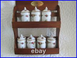 Royal Albert Old Country Roses spice rack with 7 containers