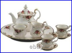 Royal Albert Old Country Victorian Floral Roses Mini Tea Pot Cup Gold Set 9