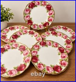 Royal Albert Old English Rose Dessert Plates Lot Of 8 50's EUC Wedding Tea Party