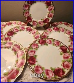 Royal Albert Old English Rose Dessert Plates Lot Of 8 50's EUC Wedding Tea Party