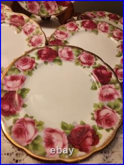 Royal Albert Old English Rose Dessert Plates Lot Of 8 50's EUC Wedding Tea Party