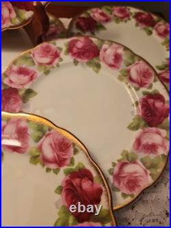 Royal Albert Old English Rose Dessert Plates Lot Of 8 50's EUC Wedding Tea Party
