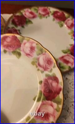 Royal Albert Old English Rose Dessert Plates Lot Of 8 50's EUC Wedding Tea Party