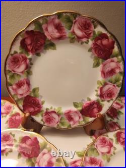 Royal Albert Old English Rose Dessert Plates Lot Of 8 50's EUC Wedding Tea Party