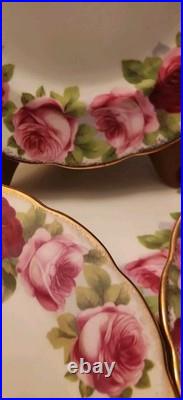 Royal Albert Old English Rose Dessert Plates Lot Of 8 50's EUC Wedding Tea Party