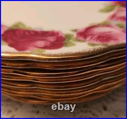 Royal Albert Old English Rose Dessert Plates Lot Of 8 50's EUC Wedding Tea Party