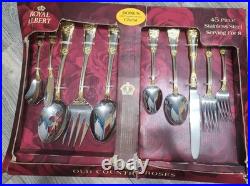 Royal Albert Old country Rose 45 Piece Stainless New Beautiful Chest Included