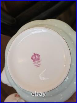 Royal Albert Polka Rose Set Large Tea Pot and 2 Cups And Saucers Excellent