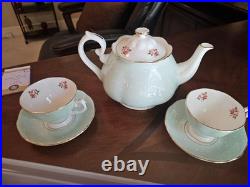 Royal Albert Polka Rose Set Large Tea Pot and 2 Cups And Saucers Excellent