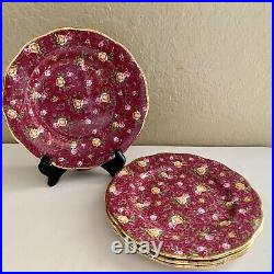 Royal Albert Ruby Lace Salad Plates Set of 4 Old Country Roses 8