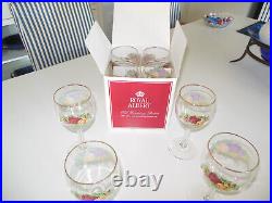 Royal Albert Set Of 8 Old Country Roses All Purpose Goblets Gold Rim