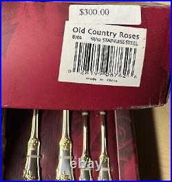 Royal Albert Silverware Old Country Roses Stainless with gold, 45 Piece New In Box