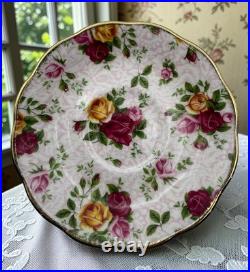 Royal Albert Vintage Old Country Roses Soft Pink Lace Teacups Set of 4 from 2002