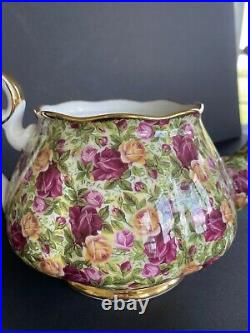 Royal Albert old country roses chintz teapot retired 1999
