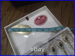 Royal Albert old country roses gold plated & fine porcelain cake forks & slicer