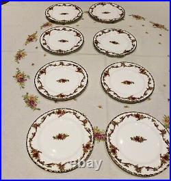 Royal Albert old country roses holiday ribbons 8 salad plates NWT