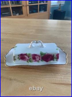 Royal Albert rare old english rose butter dish vintage very nice no chips