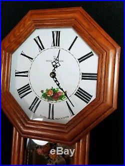 Royal Doulton Albert Old Country Roses Bulova Schoolhouse Wall Clock 18