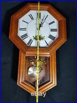 Royal Doulton Albert Old Country Roses Bulova Schoolhouse Wall Clock 18