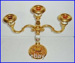 Royal Doulton Royal Albert Old Country Roses 3 Arm CANDELABRA Candle Holder Gold