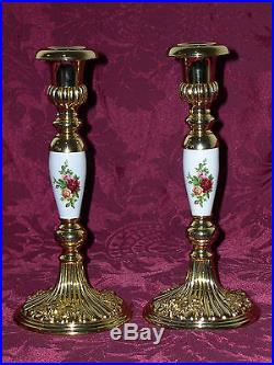 Royal Doulton/Royal Albert Old Country Roses Candle Holders (2) VERY RARE