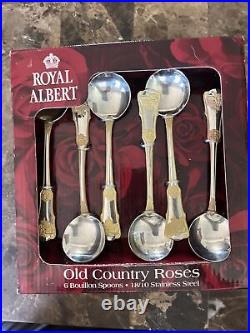 Royal albert old country roses 6 bouillon spoons