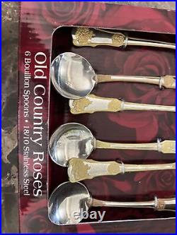 Royal albert old country roses 6 bouillon spoons