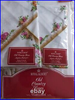 Royal albert old country roses Oval Tablecloth 170cm x 220cm, 8 Napkins. NEW