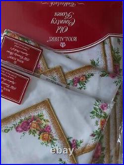 Royal albert old country roses Oval Tablecloth 170cm x 220cm, 8 Napkins. NEW