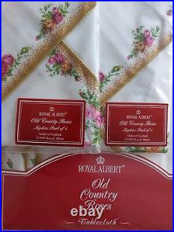 Royal albert old country roses Oval Tablecloth 170cm x 220cm, 8 Napkins. NEW