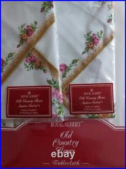 Royal albert old country roses Oval Tablecloth 170cm x 220cm, 8 Napkins. NEW