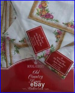 Royal albert old country roses Oval Tablecloth 170cm x 220cm, 8 Napkins. NEW