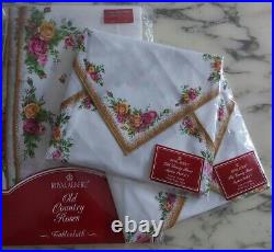 Royal albert old country roses Oval Tablecloth 170cm x 220cm, 8 Napkins. NEW