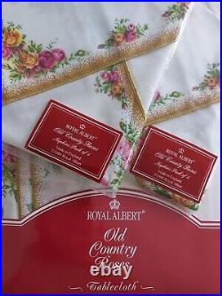 Royal albert old country roses Oval Tablecloth 170cm x 220cm, 8 Napkins. NEW