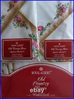 Royal albert old country roses Oval Tablecloth 170cm x 220cm, 8 Napkins. NEW