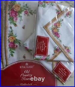 Royal albert old country roses Oval Tablecloth 170cm x 220cm, 8 Napkins. NEW