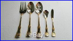 SERVICE FOR 8 Royal Albert OLD COUNTRY ROSES STAINLESS FLATWARE GOLD ACCENT 46pc