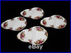 Scarce Set 4 Royal Albert Old Country Roses 1962 Snack Sandwich Individual Tray