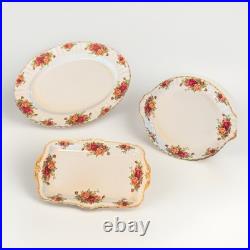 Serving Trays & Cake Stand VTG Royal Albert Old Country Roses England Set of 3